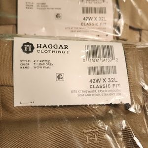 Haggar slacks (2 pair) one khaki, one lead grey